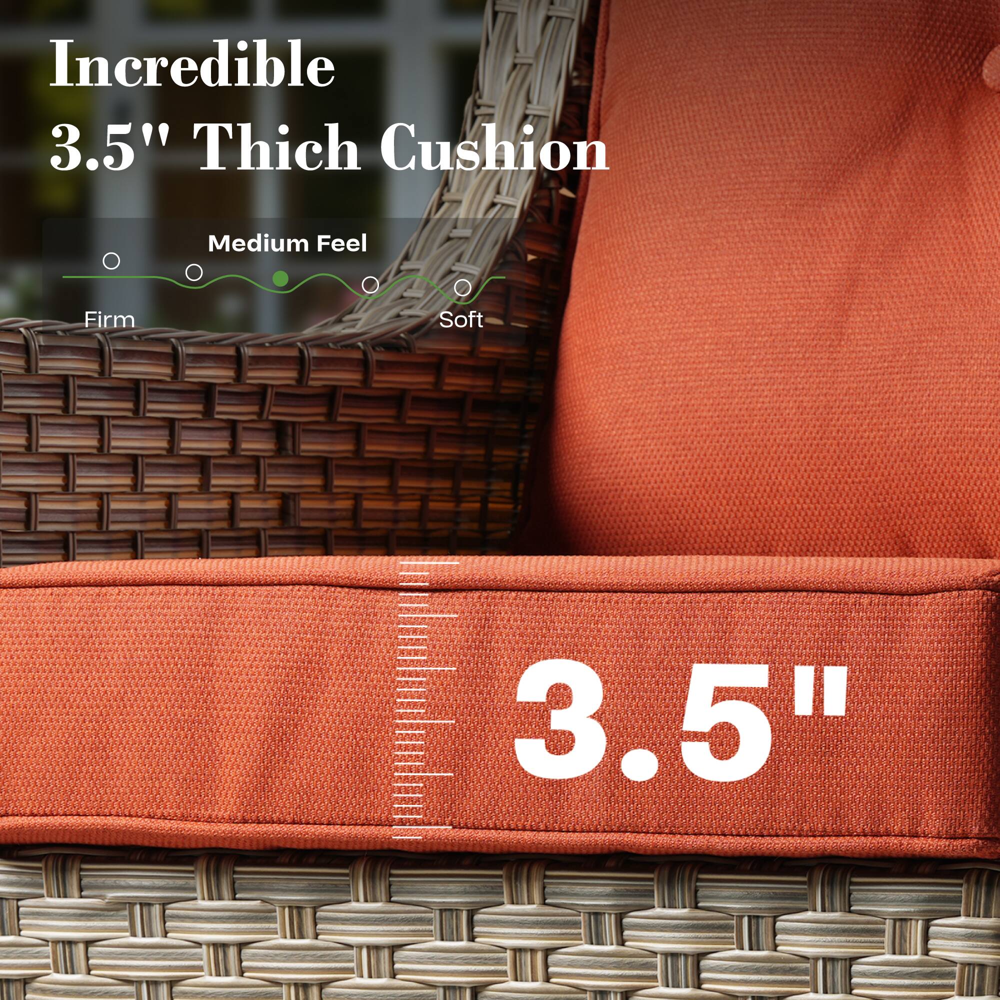 Incredible  
3.5" Thick Cushion  
Medium Feel  
Firm  
Soft  
3.5"