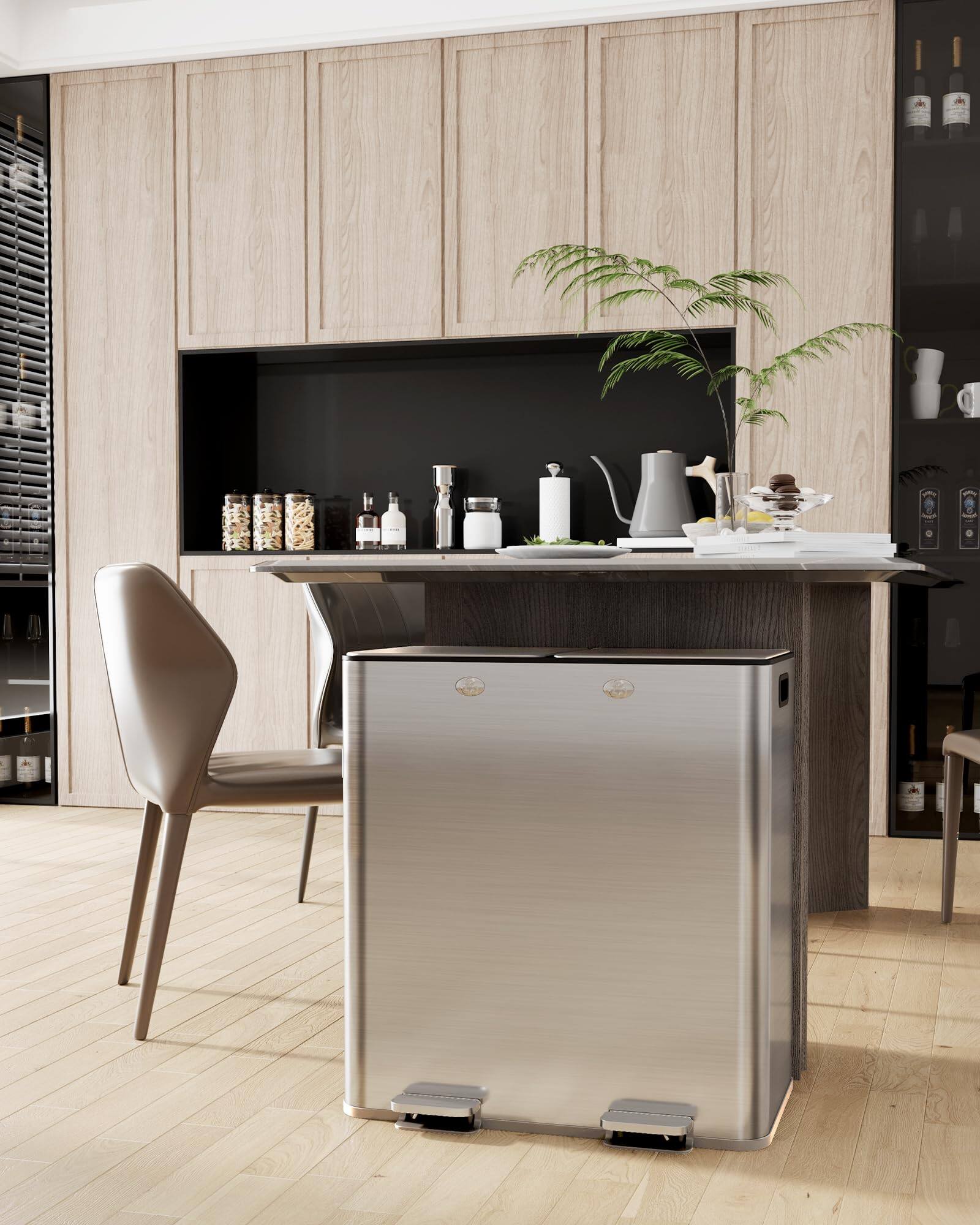 Alt View 2. Acekool - Trash Can, Stainless Steel Step Trash Can with Soft-Close Lid, Hands-Free Pedal.