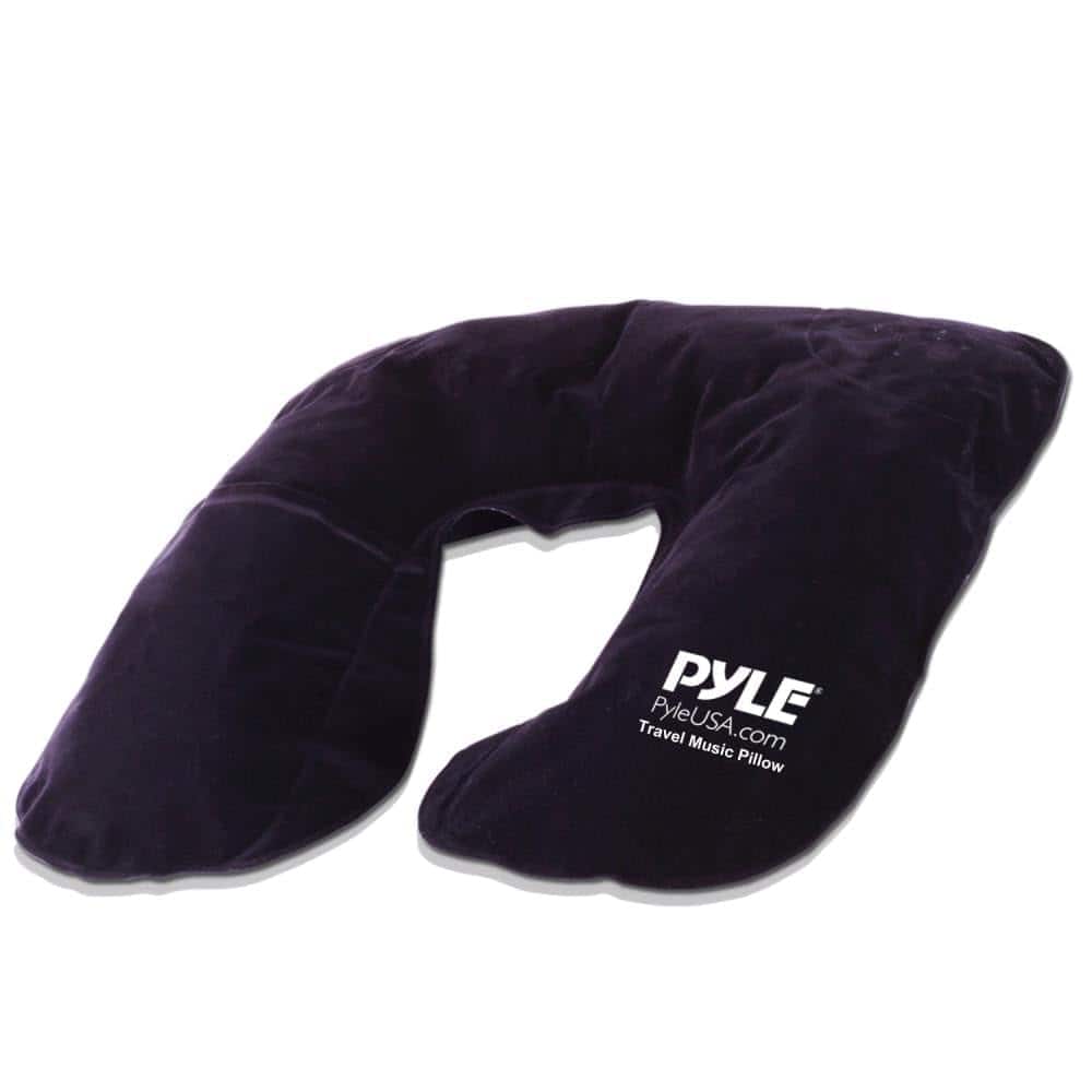 Pyle - Travel Music Pillow – Neck Support, Rechargeable Battery, Bluetooth, Wireless Streaming, Remote Control
