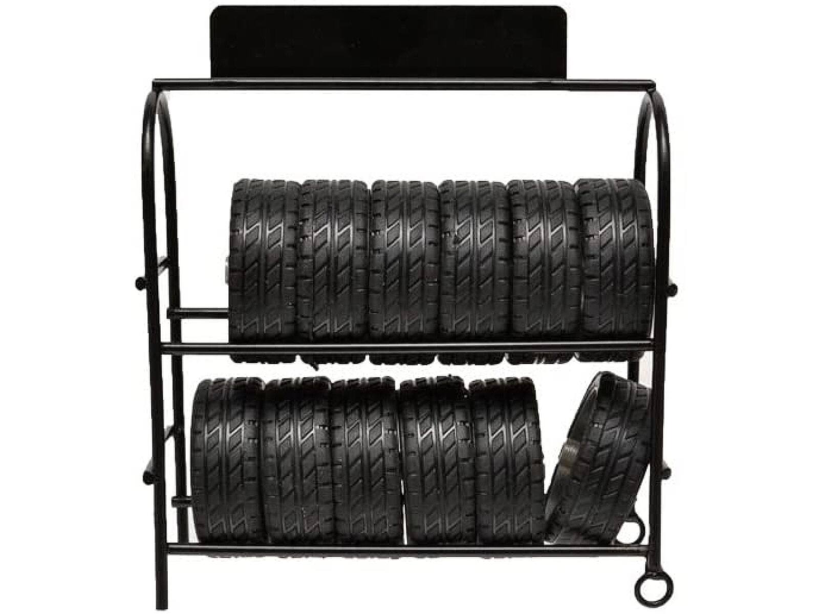Left. American Diorama - Metal Tire Rack with Rims and Tires for 1/24 Scale Models by American Diorama - Black .