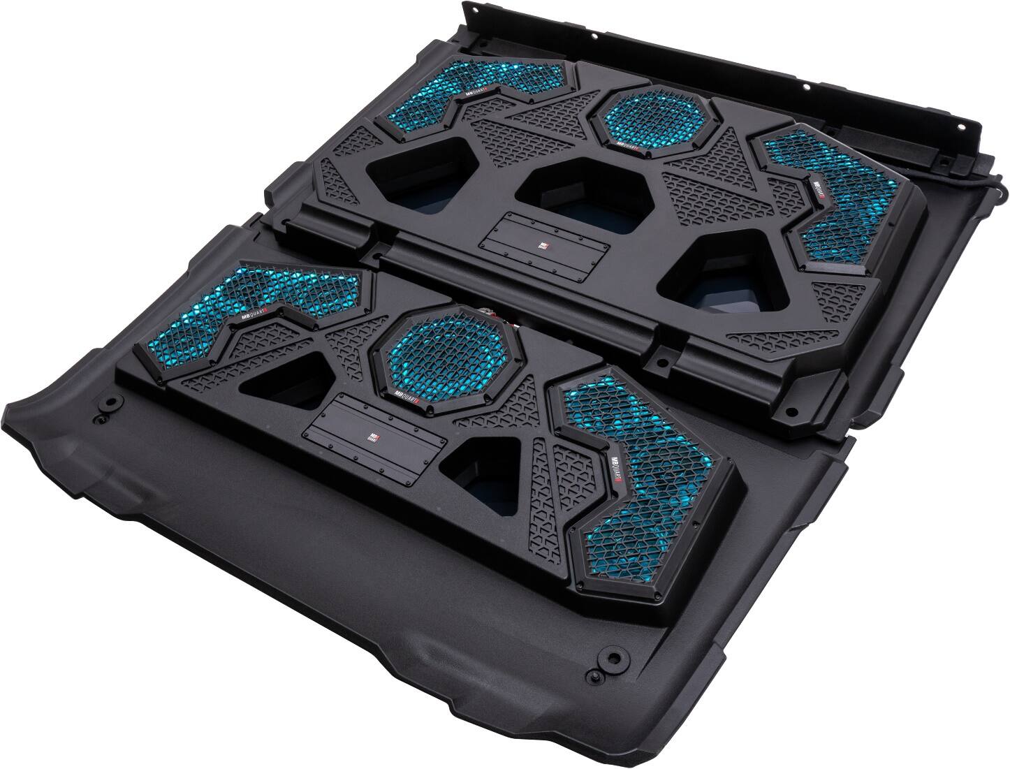 Alt View 17. MB Quart - Tuned 14 Speaker Audio Roof with 7 Inch LED Source Unit for Polaris Ranger - Black.