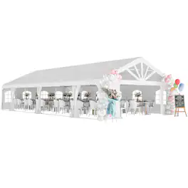Outsunny - Duty Party Tent, 19.5' x 39' Large Sun Shade Canopy Tent for Parties, Wedding, Events - White
