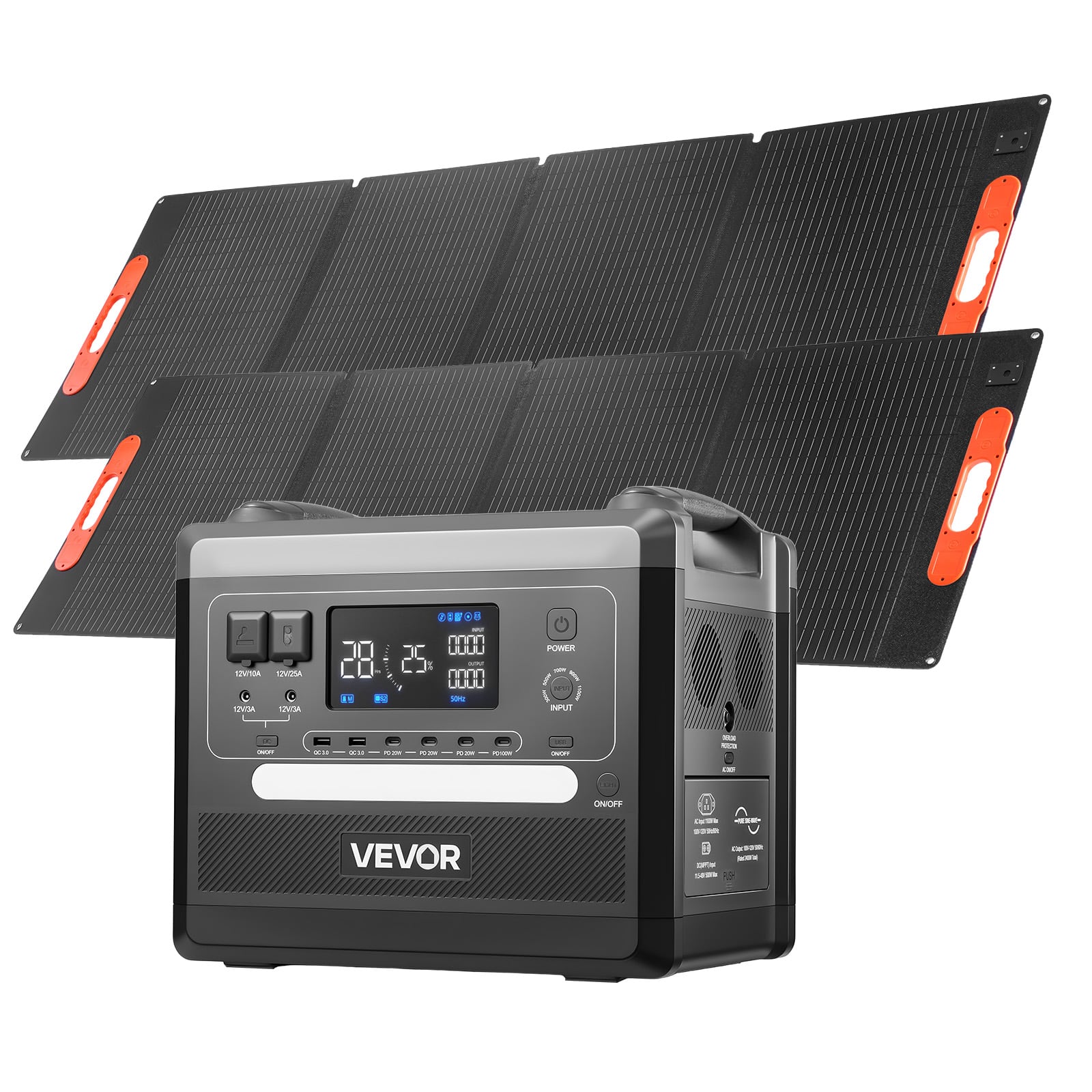 VEVOR - Portable Power Station, 2400W Portable Solar Generator with 2PCS * 200W Foldable Solar Panels (2160 Wh Capacity) - Black price history on PriceWatchPro