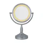Front. Zadro - LED Lighted Makeup Mirror with 8X/1X Magnifications - Satin Nickel.
