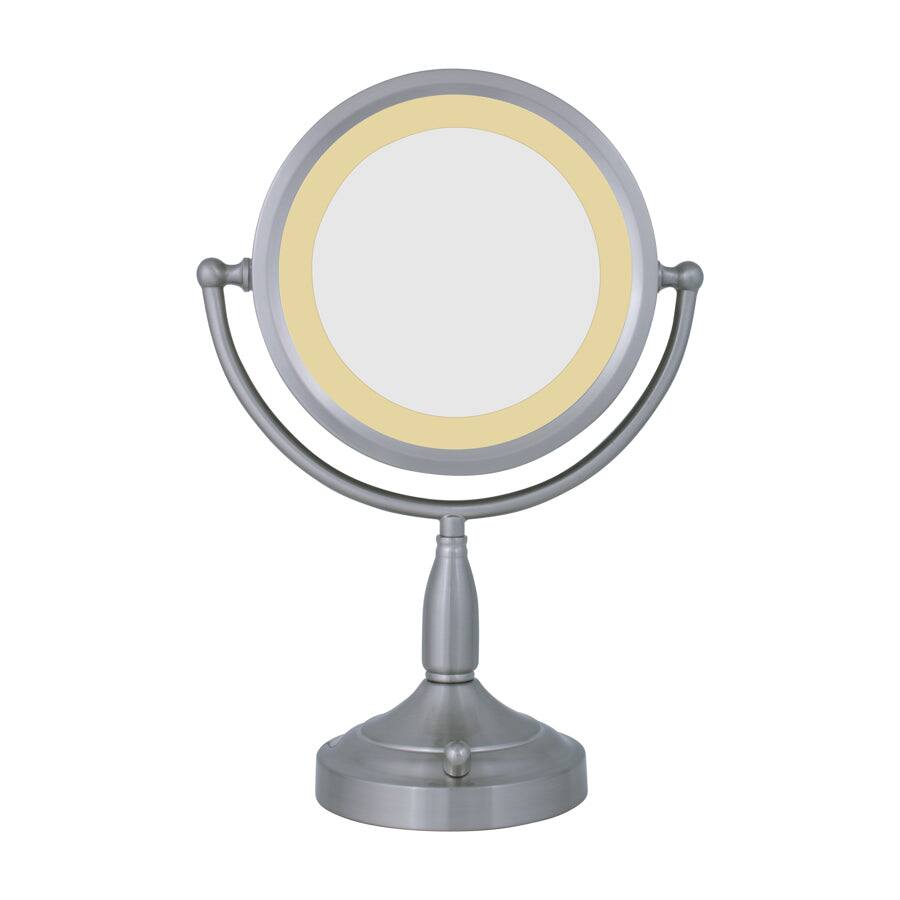 Zadro - LED Lighted Makeup Mirror with 8X/1X Magnifications - Satin Nickel