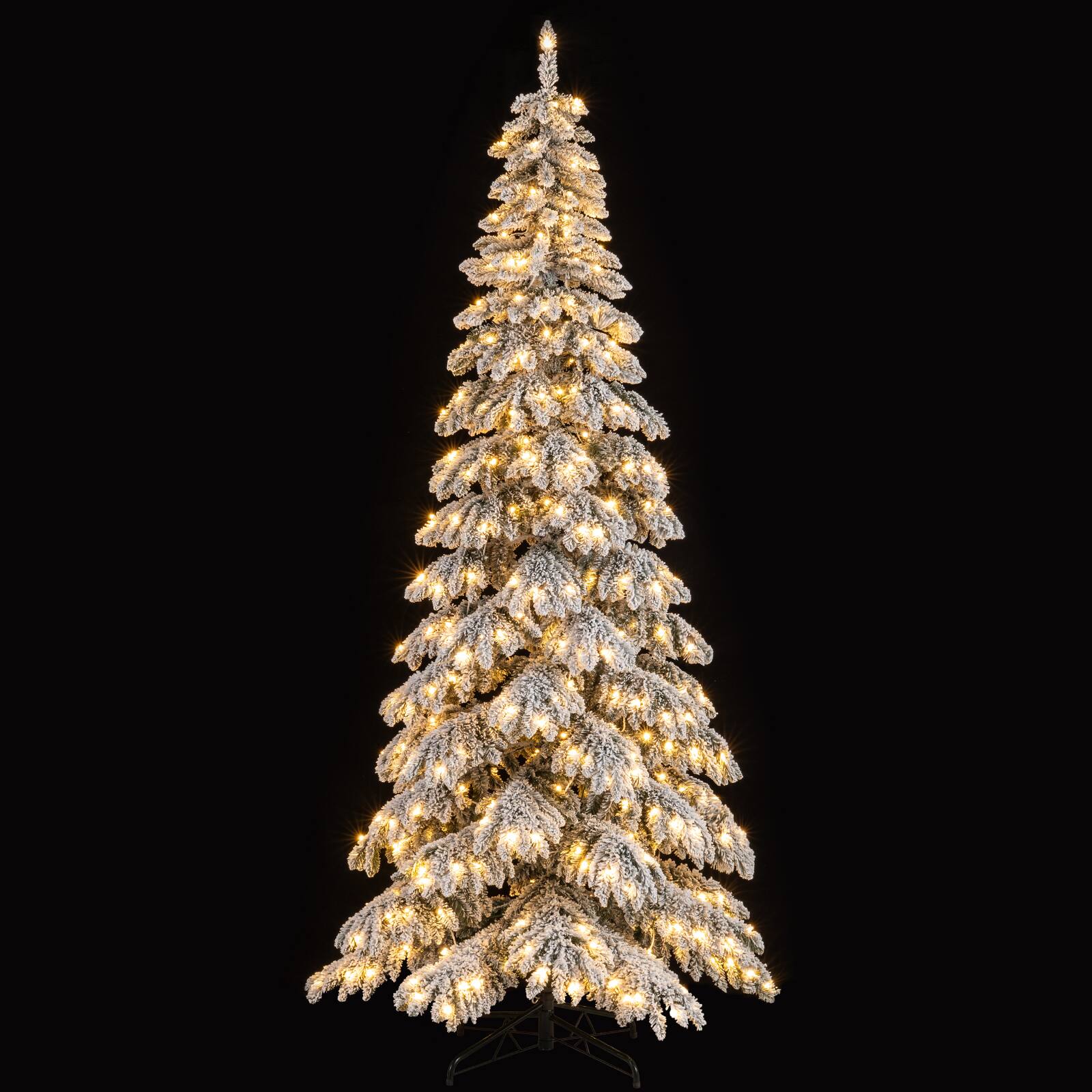 Alt View 9. Gymax - Gymax 9 FT Artificial Christmas Tree w/Quick Power Connectors1223 Flocked Branch Tips White - White.