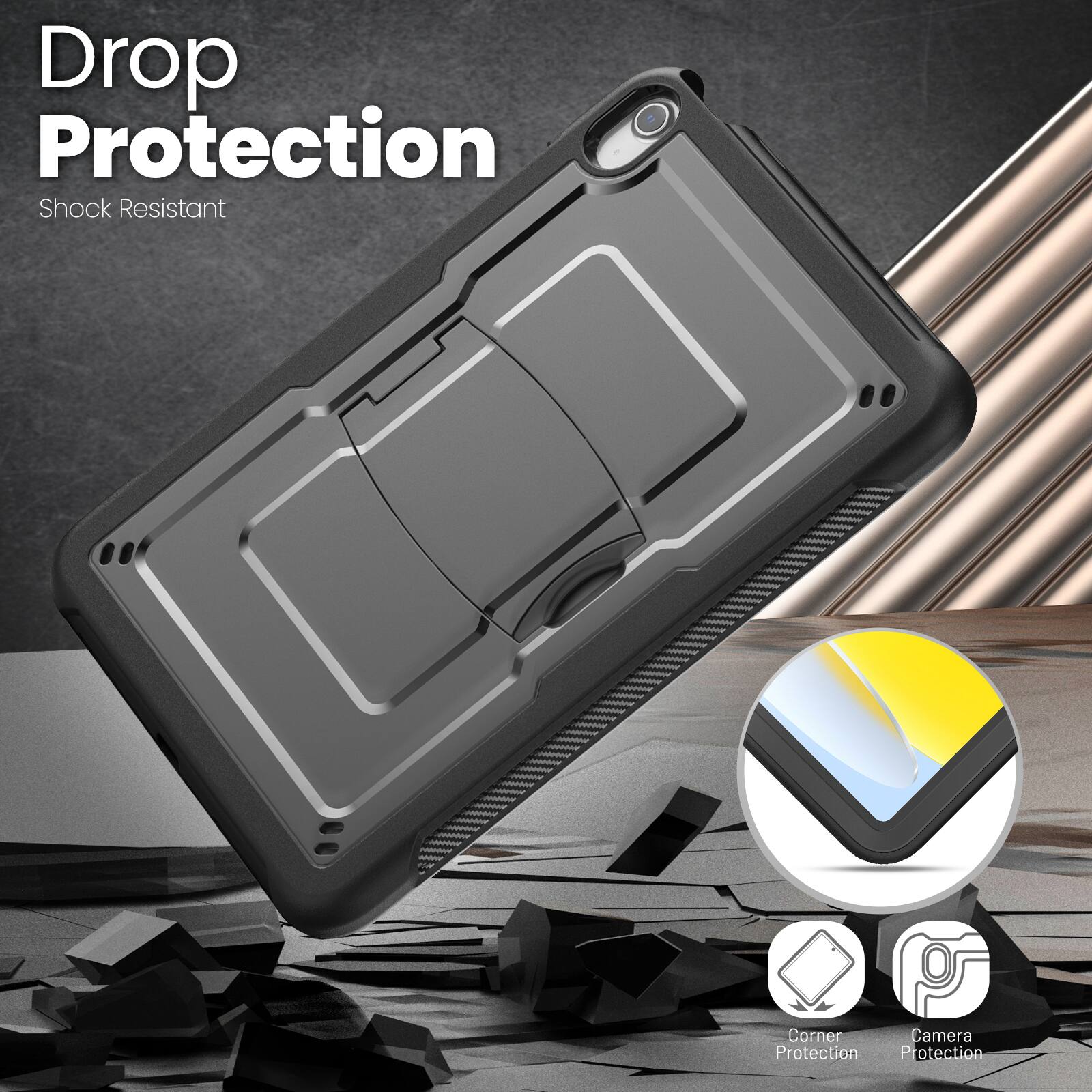 Drop Protection  
Shock Resistant  
Corner Protection  
Camera Protection