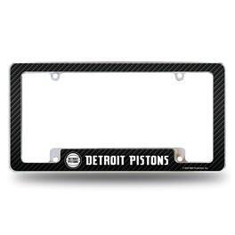 Rico Industries - Detroit Pistons NBA Chrome Metal License Plate Frame with Carbon Fiber Design - Multi