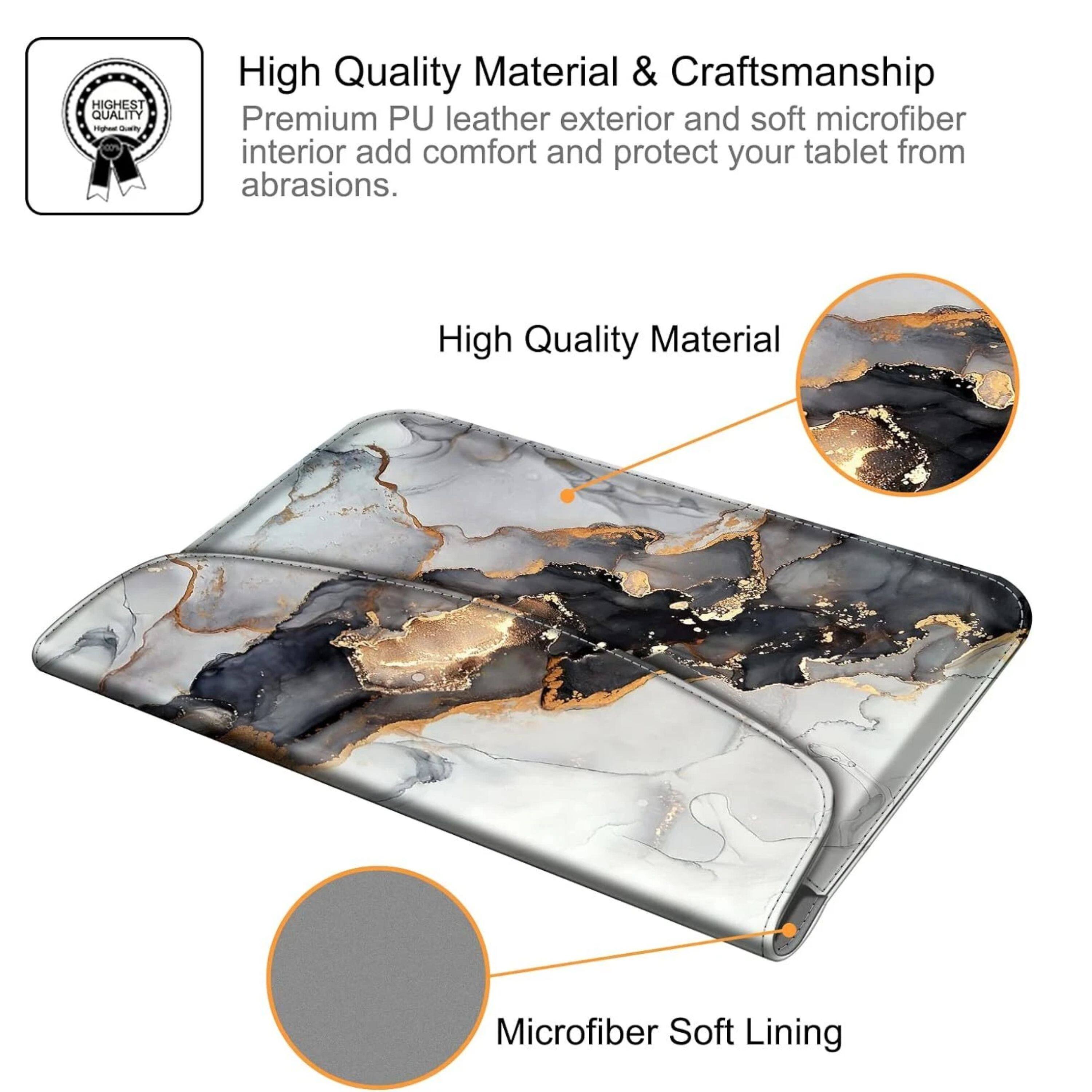 HIGHEST QUALITY - High Quality Material & Craftsmanship Premium PU leather exterior and soft microfiber interior add comfort and protect your tablet from abrasions. High Quality Material Microfiber Soft Lining