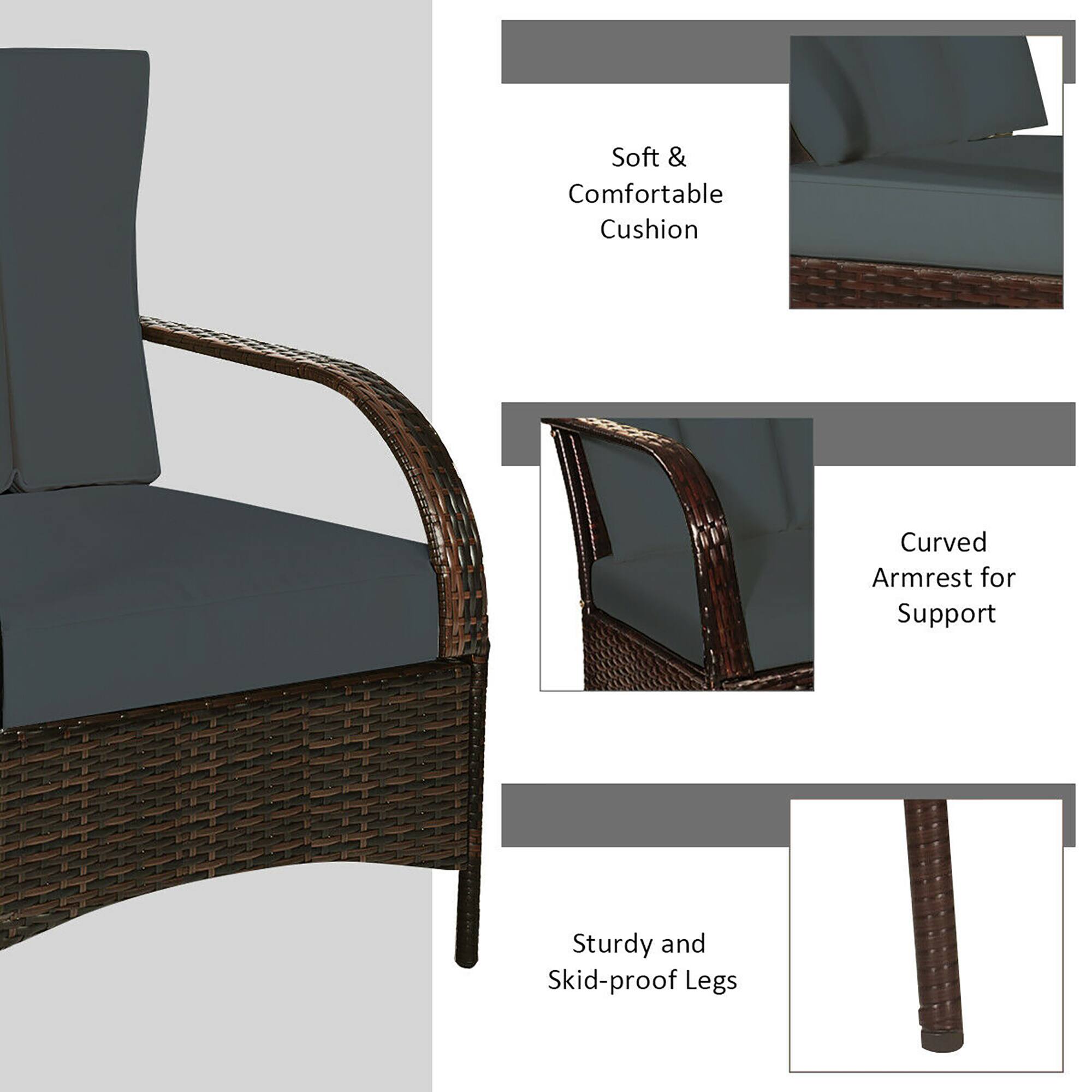 Soft & Comfortable Cushion Curved Armrest for Support Sturdy and Skid-proof Legs