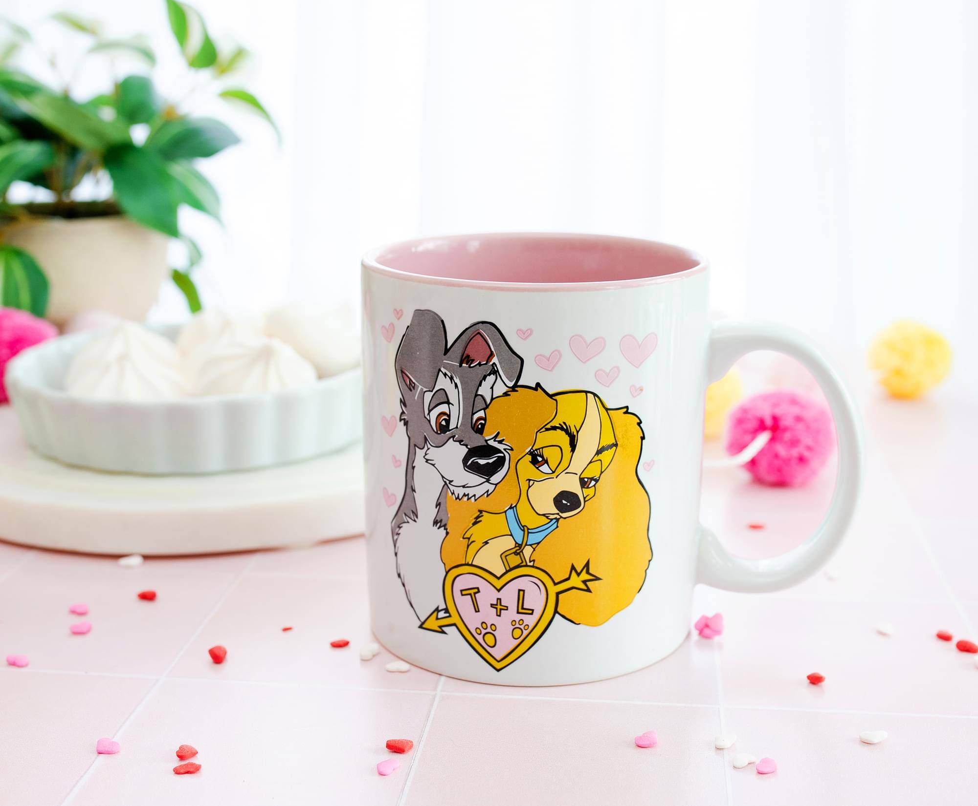 Alt View 10. Disney - Disney Lady and the Tramp Doodle Sketch Hearts Ceramic Mug | Holds 20 Ounces - Brown.