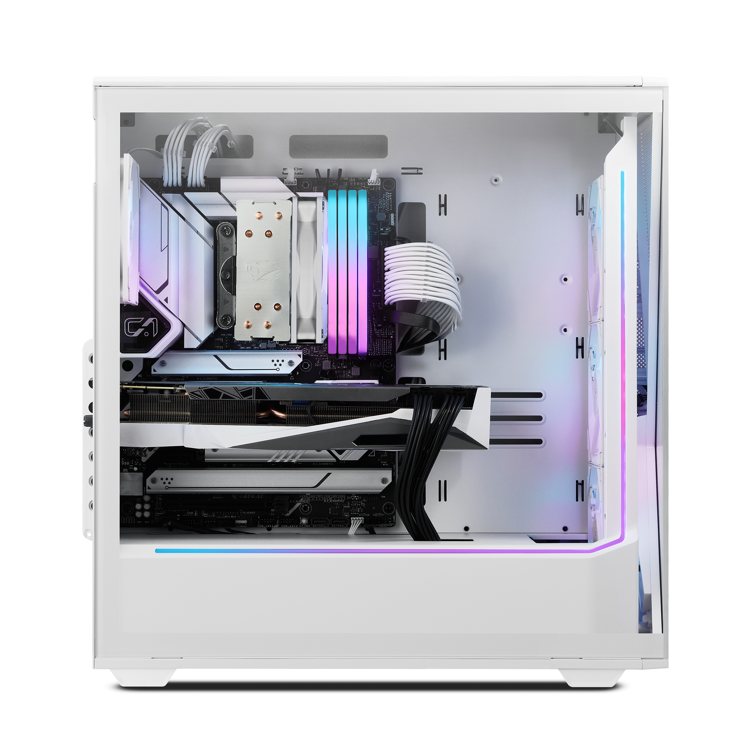Left. iBUYPOWER - iBUYPOWER Slate White Gaming Desktop PC -Intel Core Ultra 9 285, NVIDIA GeForce RTX 5060Ti 8GB, 64GB DDR5 RGB,2TB SSD - White.