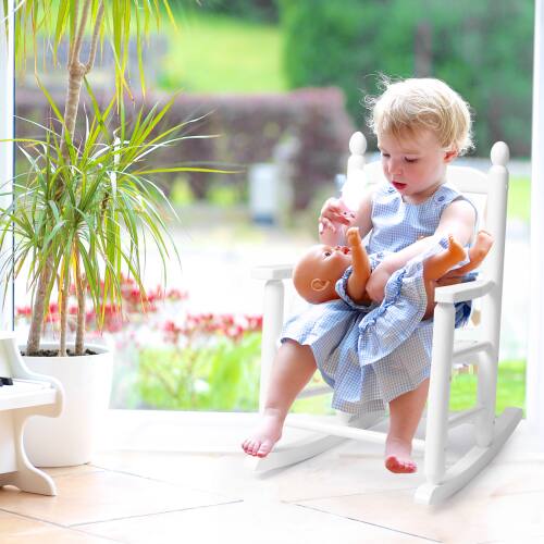Alt View 8. Winado - 24in Wooden Child's Rocking Chair, All Weather Small Wooden Rocking Chair Patio Rocker for Indoor Garden Yard Balcony - White.