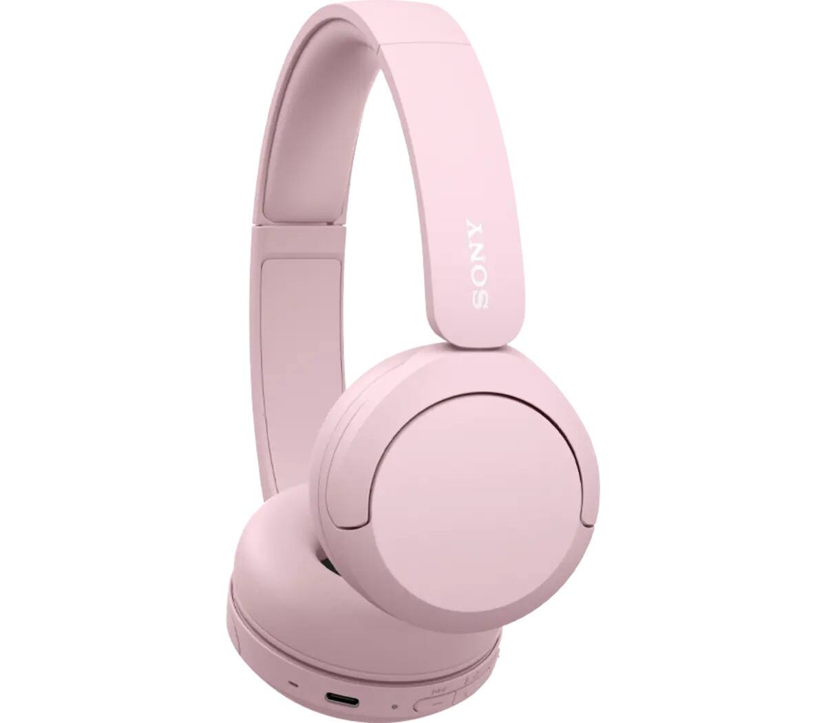 Left. Sony - Sony WH-CH520 Wireless Bluetooth Headphones with Microphone (Refurbished) (Pink).