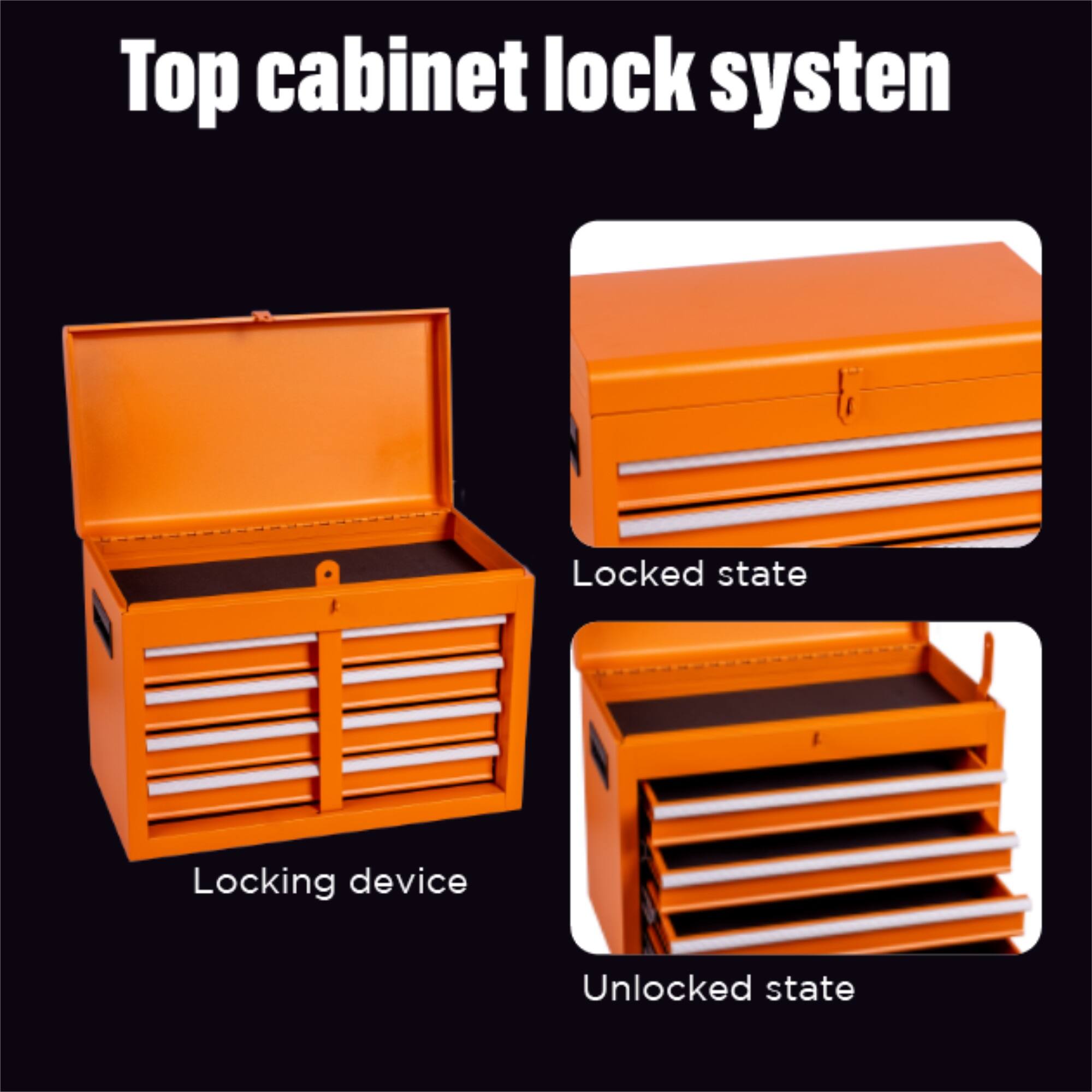 Top cabinet lock system  
Locking device  
Locked state  
Unlocked state