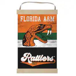 Jardine - Florida A&M Rattlers Retro Logo Banner Sign - Orange