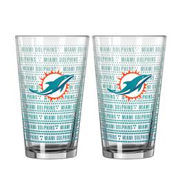 Logo Brands - Miami Dolphins Two-Pack Chant Fade 16oz. Pint Glass Set - Multicolor