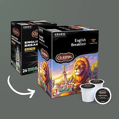 KEURIG  
Celestial  
English Breakfast  
Black Tea  
24 K-Cups  

Celestial  
English Breakfast  
Black Tea  
24 K-Cups
