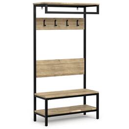 Simpli Home - Westmont SOLID MANGO WOOD 40 inch Wide Industrial Entryway Hall Tree Bench - Natural