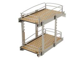 Rev-A-Shelf - Two-Tier Solid Bottom Pullout Base Cabinet Organizer, 54BK-12SC-2-1 - Silver