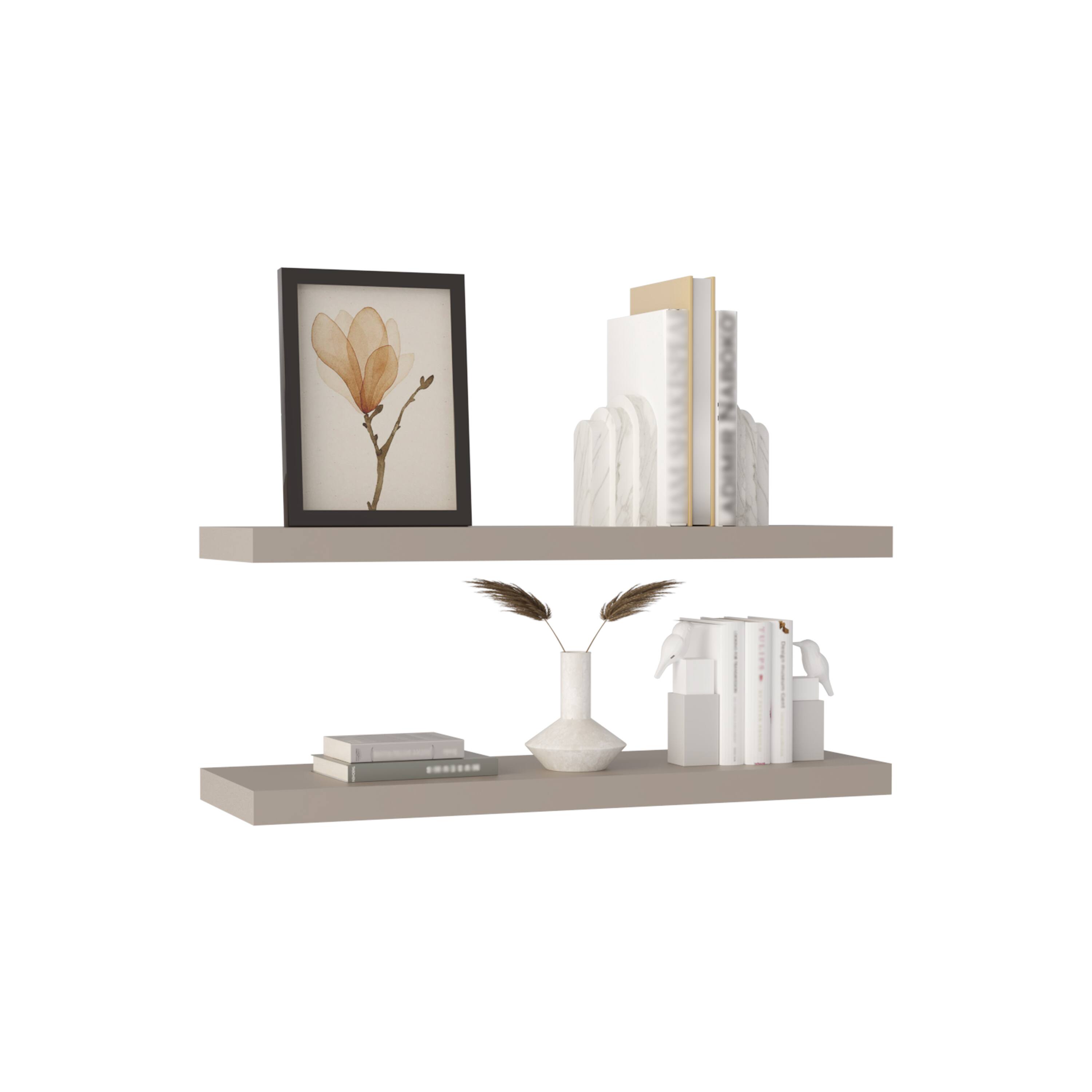 Alt View 2. TuHome - Ecco 31.5" Wide Floating Shelves Set Of 2, Shelves For Wall Decor For Bedroom, Bathroom Storage Shelves. - Taupe.