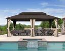 Front. PURPLE LEAF - 12' X 20' Outdoor Hardtop Gazebo Metal Frame Galvanized Steel Double Roof with Curtains and Nettings - 12' X 20'.