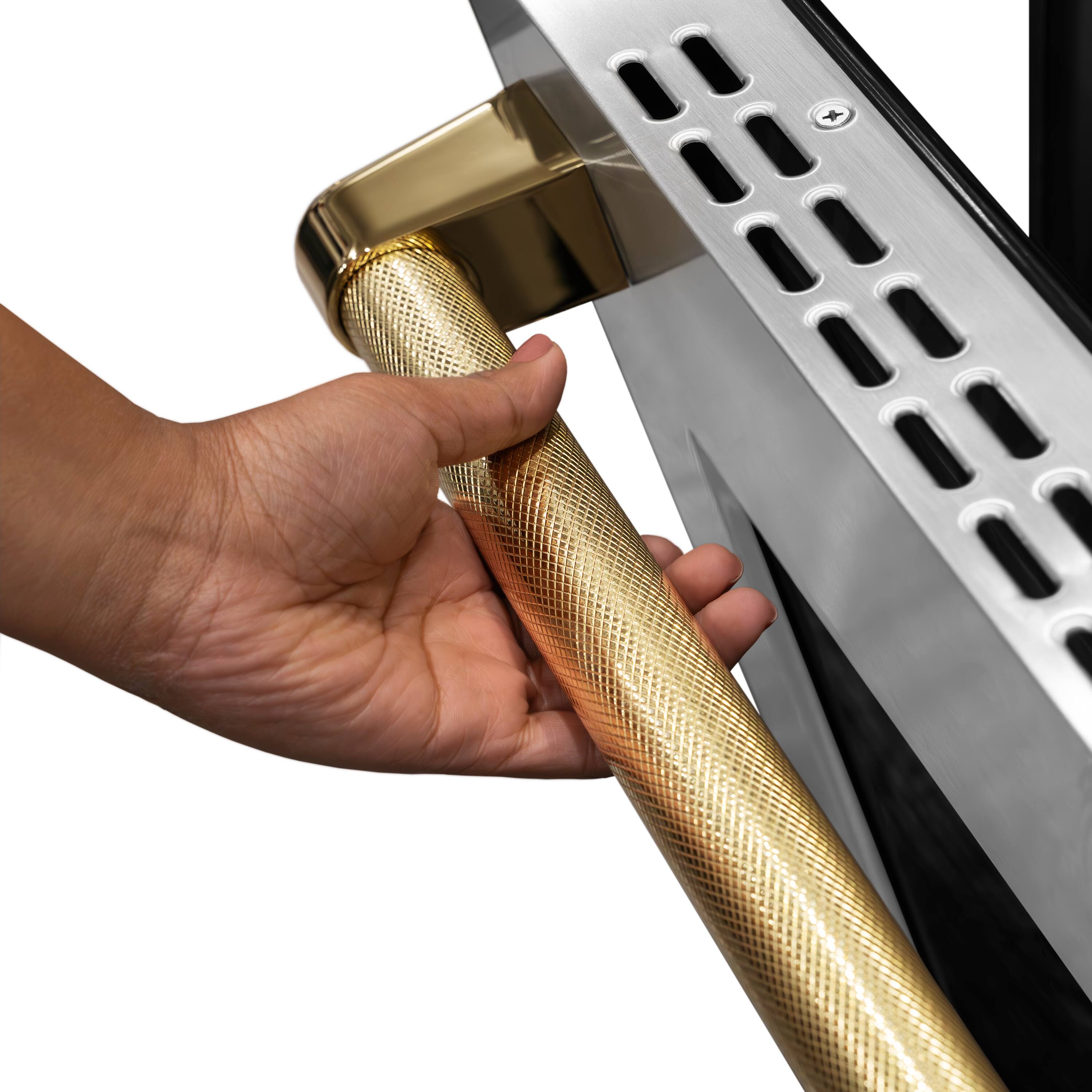 Alt View 2. ZLINE - ZLINE Autograph 36 in. 5.2 cu. ft. Freestanding Paramount Dual Fuel Range in Stainless Steel with Gold Helix Handle - Stainless Steel.