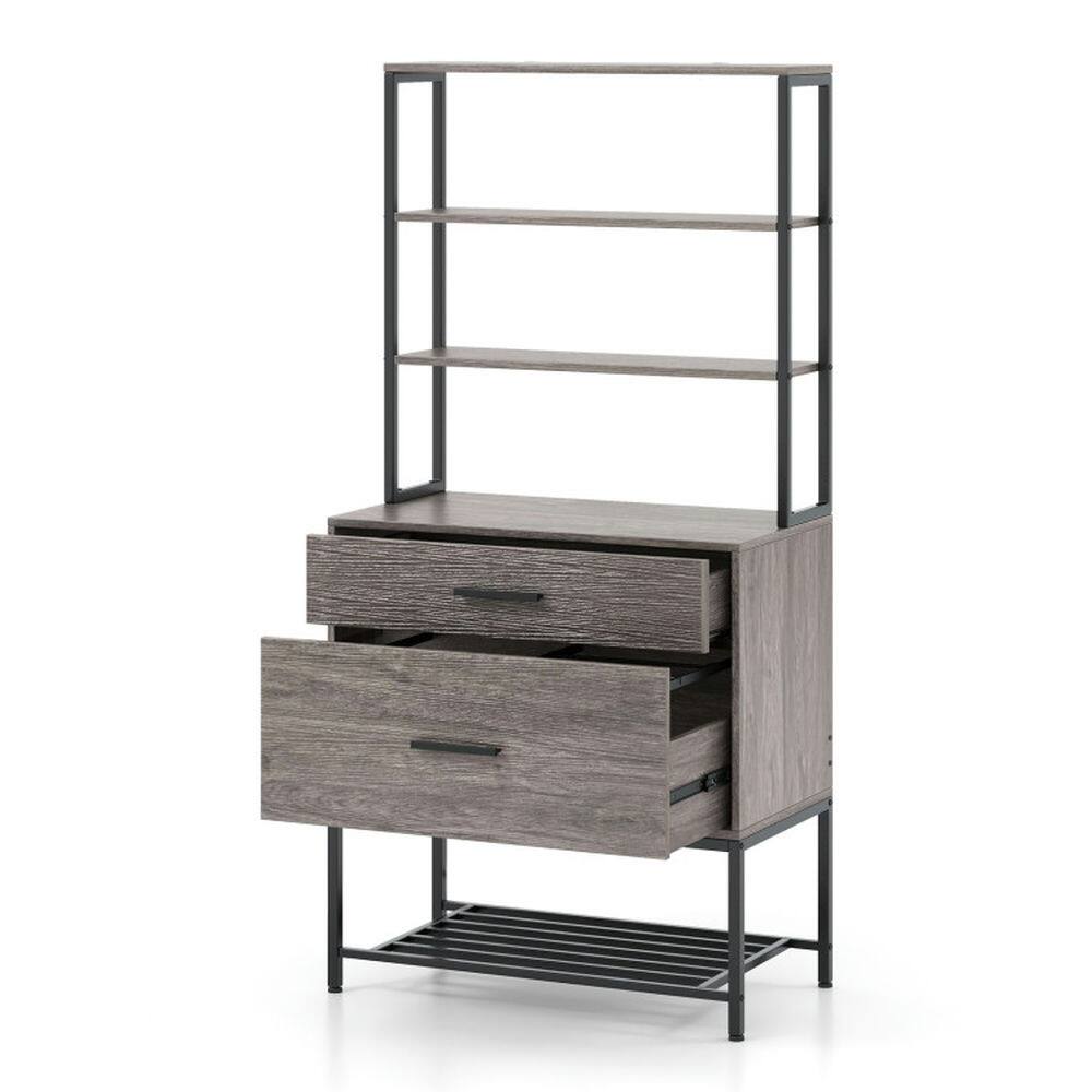 Left. Kadyn - Office Drawers, Office Storage Cabinet,Freestanding File Cabinet with Charging Station and 3-Tier Open Shelves.