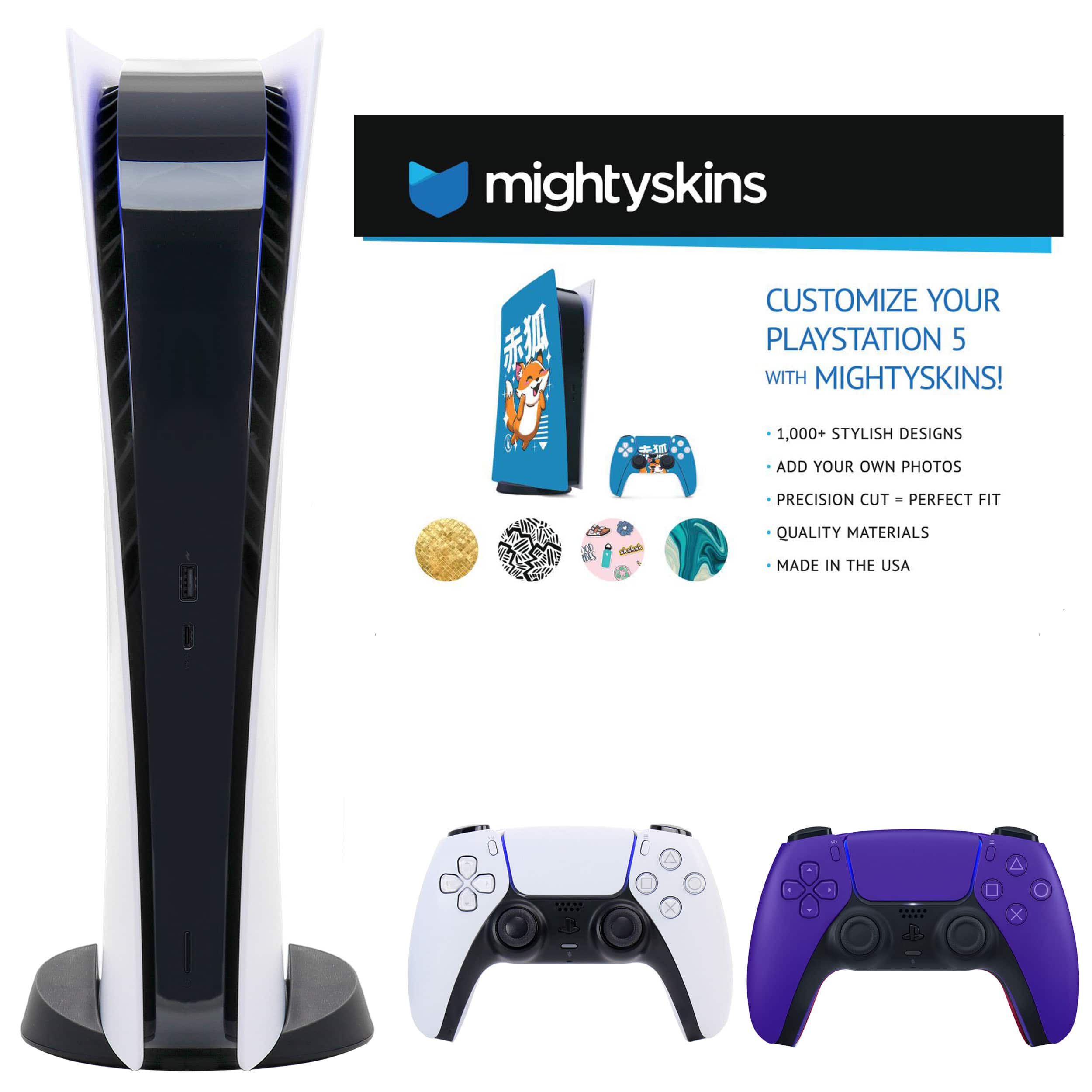 PS5 Digital Console with Extra Purple Dualsense Controller and Skins Voucher - PlayStation 5