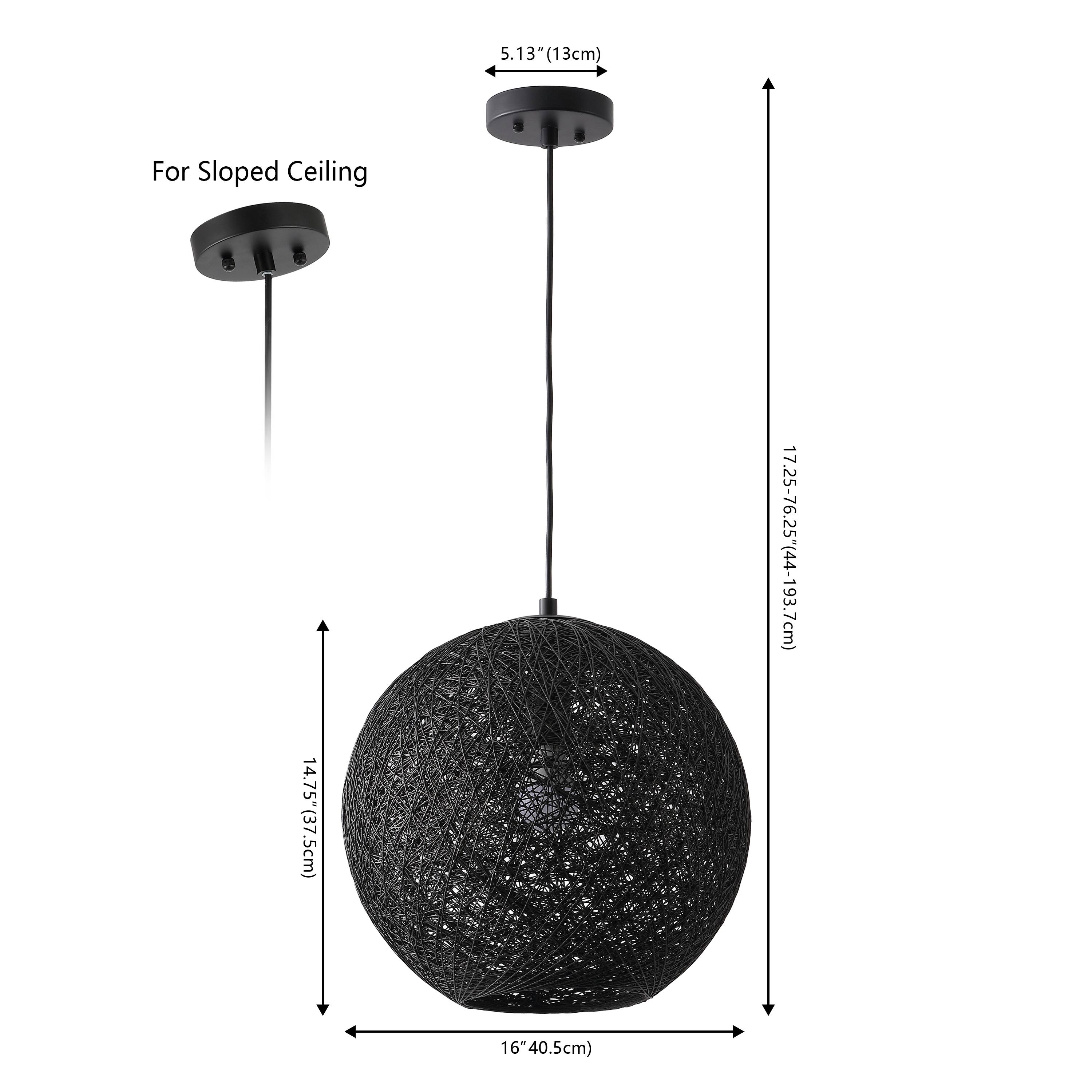 5.13" (13cm)  
For Sloped Ceiling 14.75" (37.5cm)  
17.25-76.25" (44-193.7cm)  
16" (40.5cm)