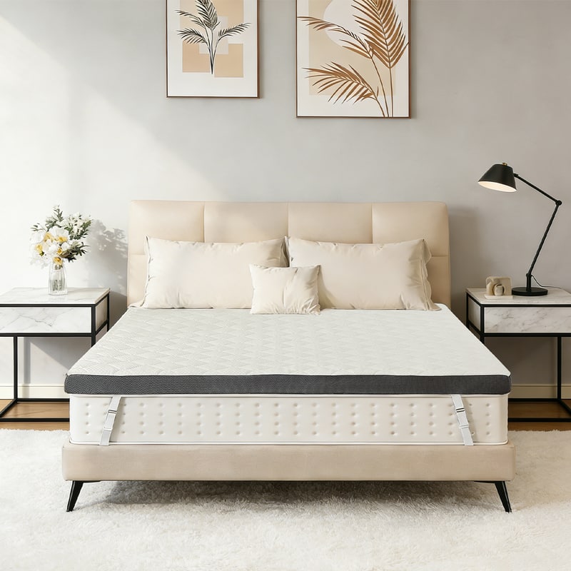 Dyonery - 3 " Twin XL Size Firm Cooling Mattress Topper, Memory Foam Mattress Topper for Back Pain Relief, with Removable Cover - White