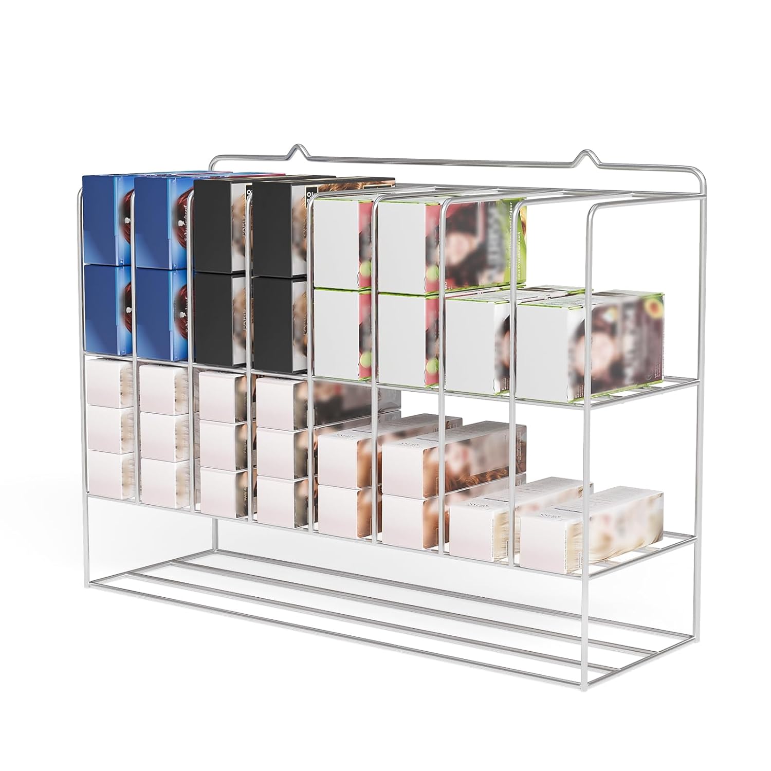 Alt View 4. Winado - Salon Hair Color Organizer Rack, 2 Tiers Hair Color Display Rack, Wall Mounted Hair Dye Tube Holder Metal Salon Storage - Silver.