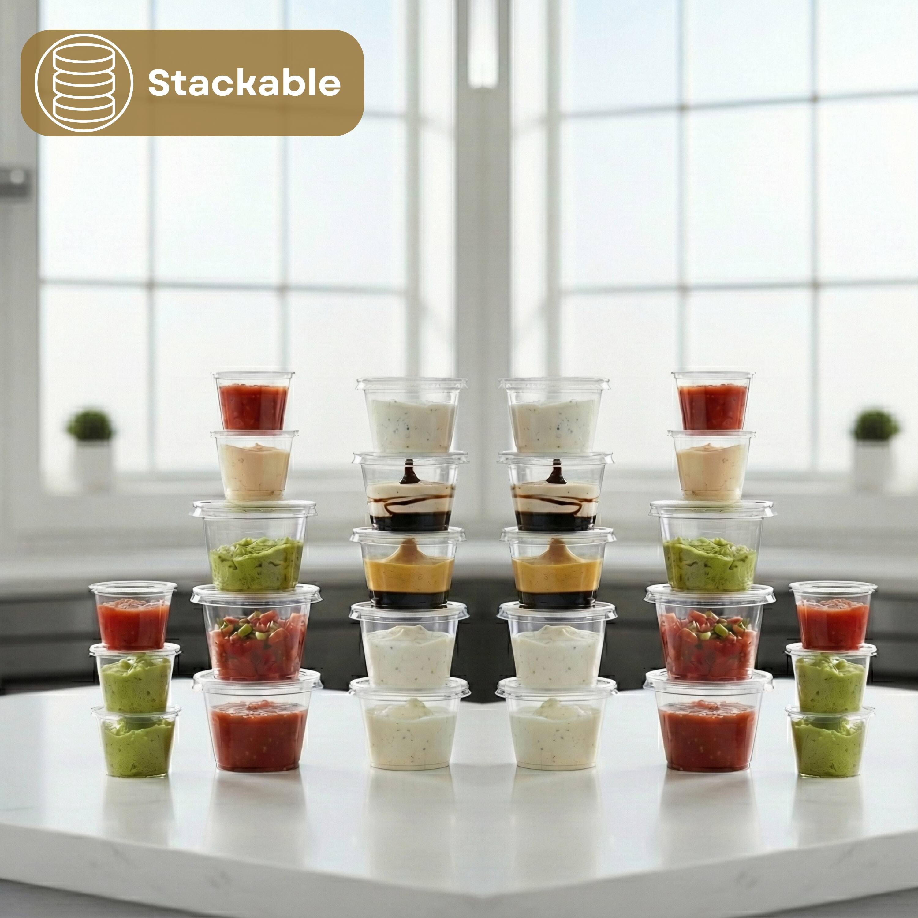 Alt View 4. Eco Harmony Products - Lid Flat (PET) for Portion Cup 3.25oz, 4oz, and 5.5oz, 2500-Pack - Clear.