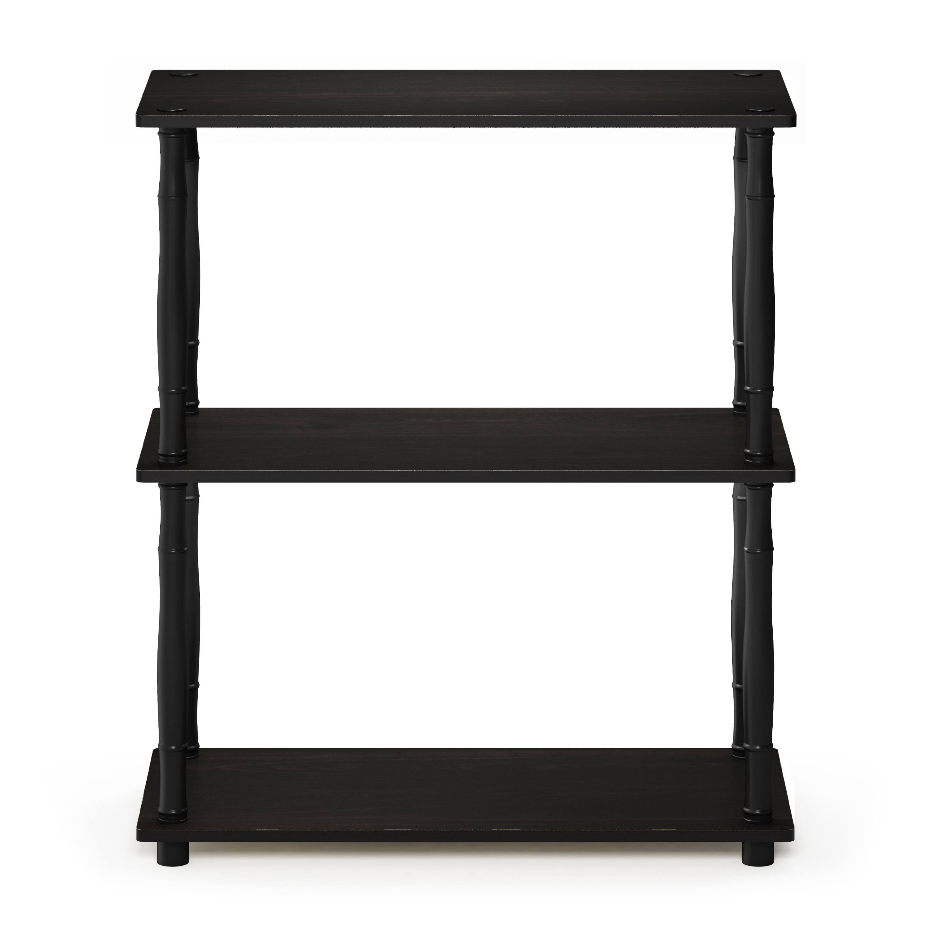 Alt View 2. Furinno - Turn-N-Tube 3-Tier Compact Multipurpose Shelf Display Rack with Classic Tube, Espresso/Black - Espresso/Black.