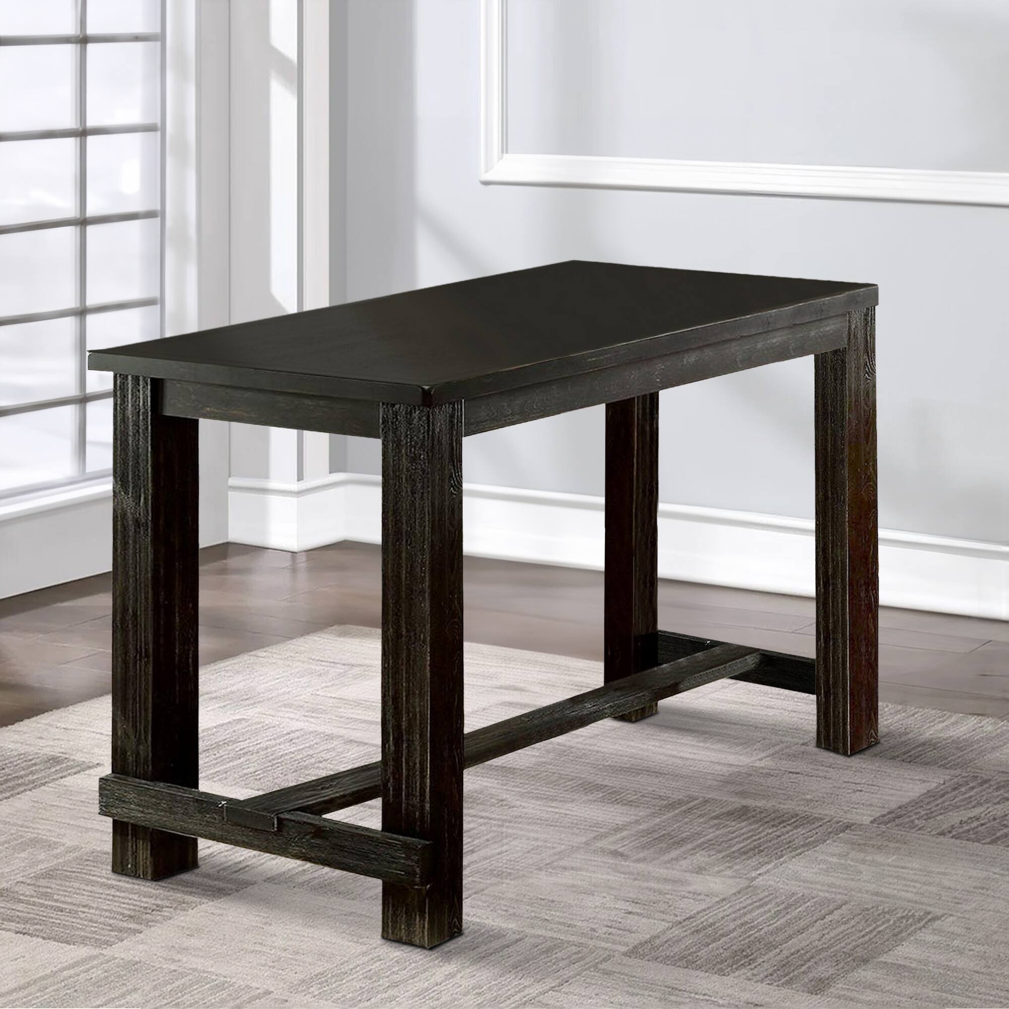Alt View 5. Manhattan Lane - 72 Inches Rectangular Dining Table with Block Legs, Antique Black - Black.