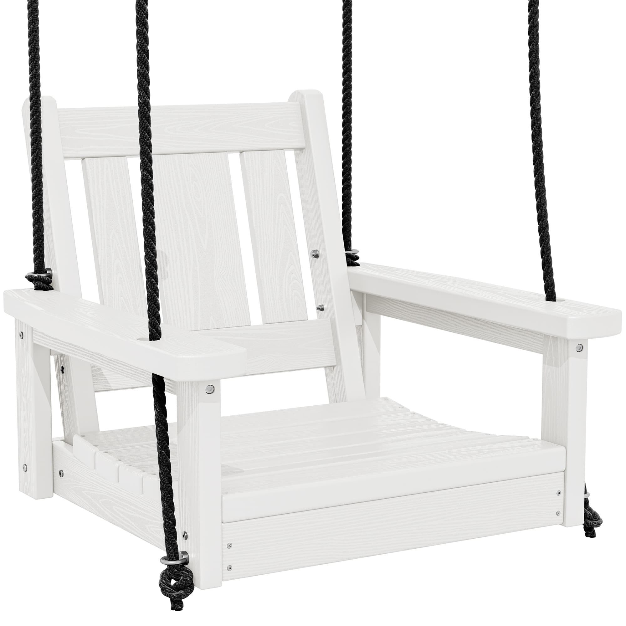SERWALL - HDPE Heavy Duty Single Porch Swing for Patio Garden Yard - White