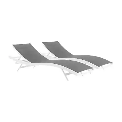 Front. Outdoor Escape - Outdoor Patio Chaise Lounge Set Of 2 With Comfortable Design And Durable Frame - White.