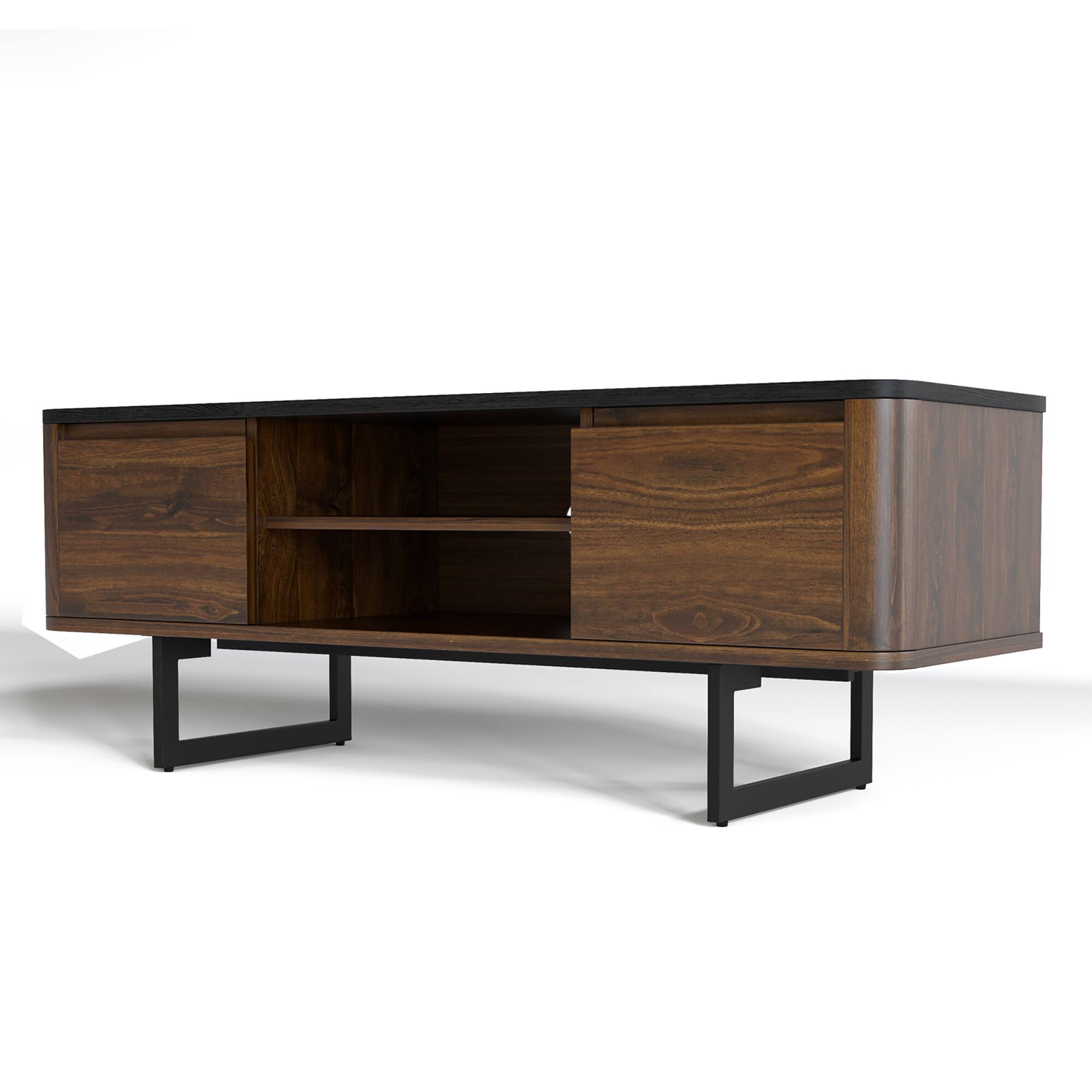 Alt View 19. Costway - TV Stand Entertainment Media Console w/ 2 Cabinets & Adjustable Shelf - Walnut/Brown.