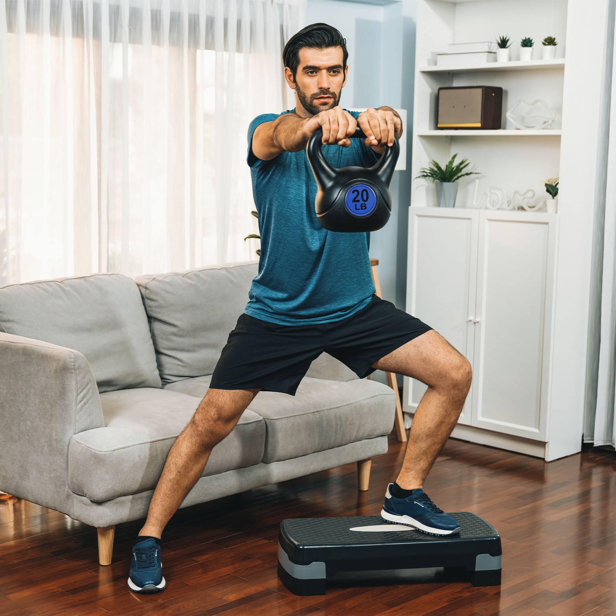 Alt View 3. BalanceFrom Fitness - BalanceFrom Kettlebell Fitness Exercise Weights, Set of 3, 10, 15, and 20 Pounds - Black.