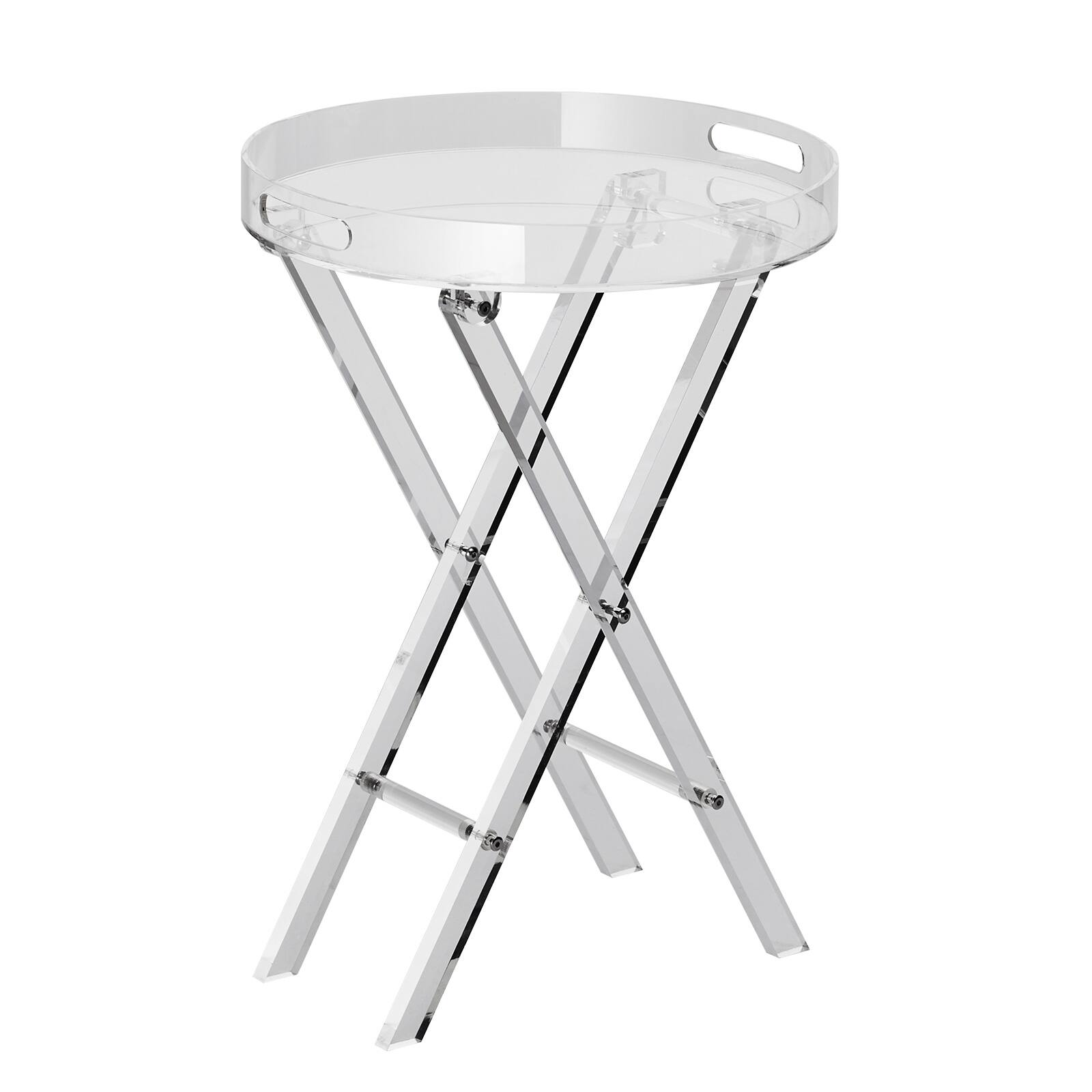 Alt View 5. VEVOR - Acrylic Folding Tray Table, Acrylic End Table with Folding X Leg, Clear Acrylic Side Table for Coffee, Drink, Food - Transparent color.