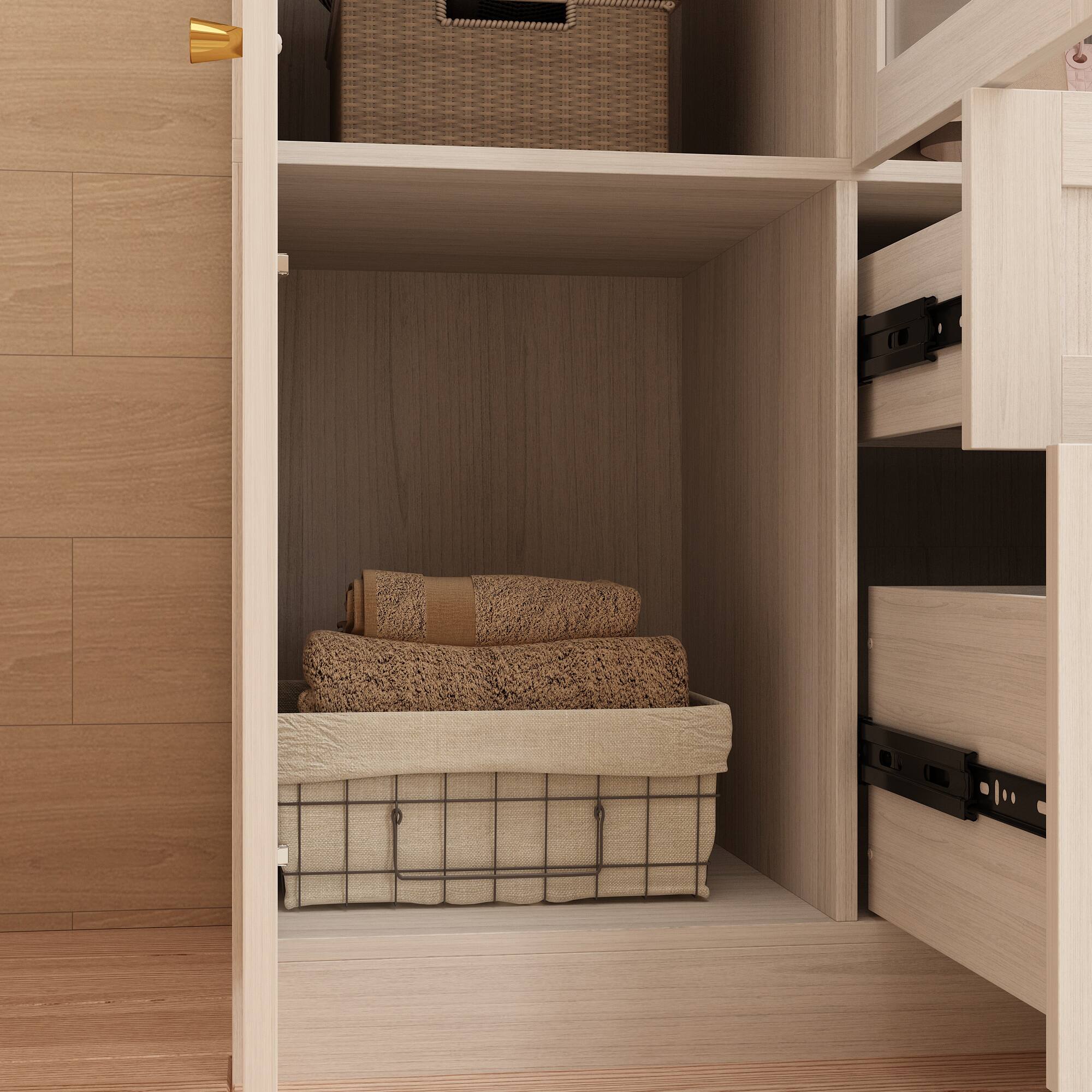 Alt View 10. FUFU & GAGA - FUFU&GAGA Large - Capacity Wardrobe with Frosted Glass Doors, Drawers & Anti - Tip Safety - White.
