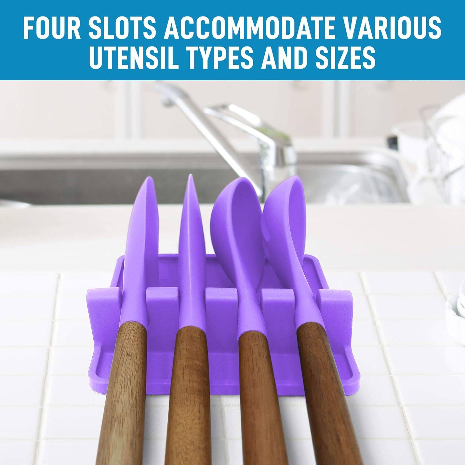 FOUR SLOTS ACCOMMODATE VARIOUS UTENSIL TYPES AND SIZES
