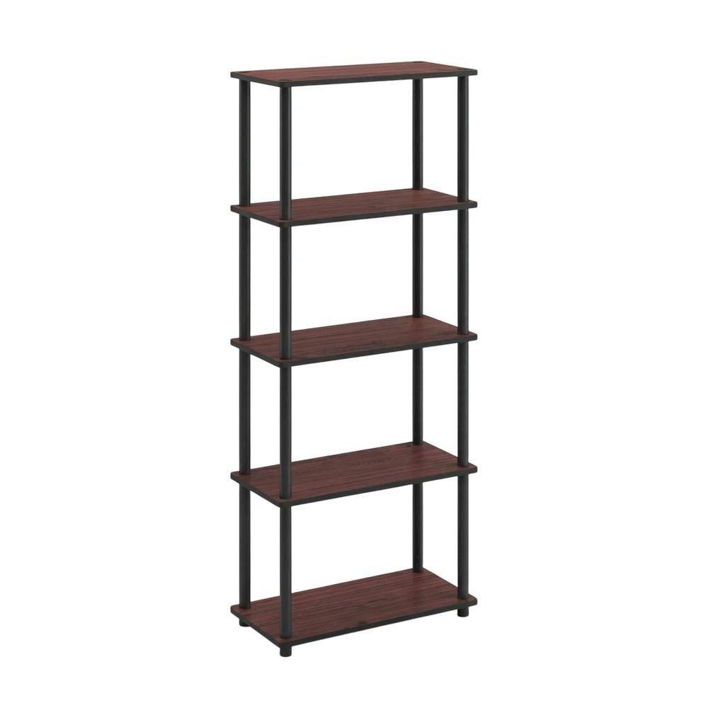 Front. FurniFact - Wooden bookcase with sleek design and versatile storage - Dark Cherry/Black.