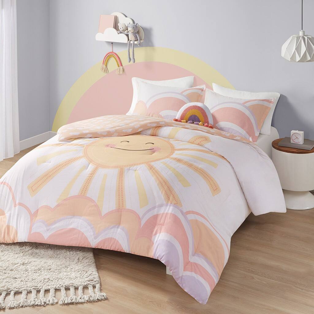 Alt View 1. Gracie Mills - Gracie Mills Singleton Sunny Smiles Reversible Comforter Set - Yellow/Coral.