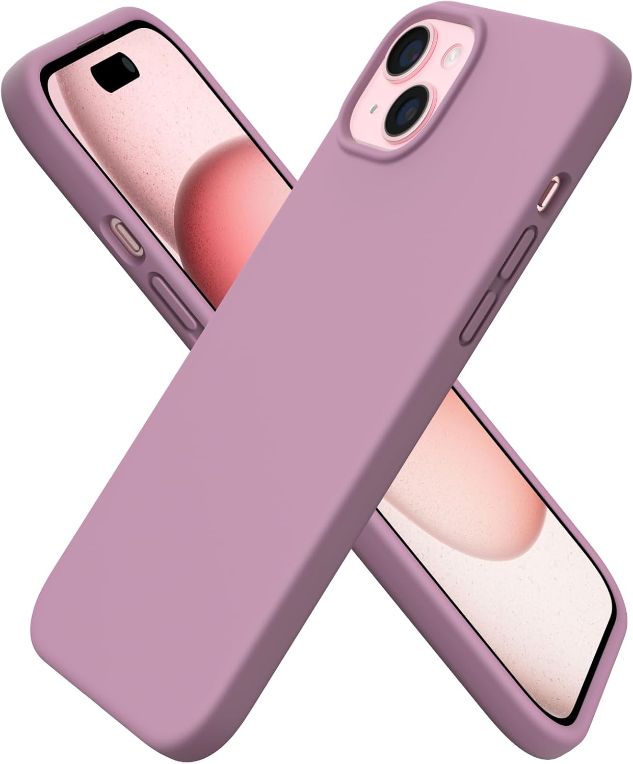 Front. Ornarto - ORNARTO Compatible with iPhone 15 Plus Case 6.7", Slim Liquid Silicone Full Covered Protective Cover-Lilac Purple - Lilac Purple.