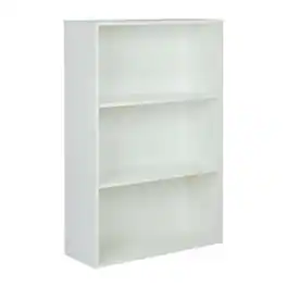FurniFact - 3-Shelf Bookcase with Laminate and Metal Construction for Home Storage - White