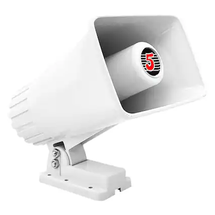 Front. 5 CORE - 5 Core PA Horn 200W Loud Speaker 6 Inch Bull Horn Loud Audio 8Ohm All Weather Indoor Outdoor Use - White.