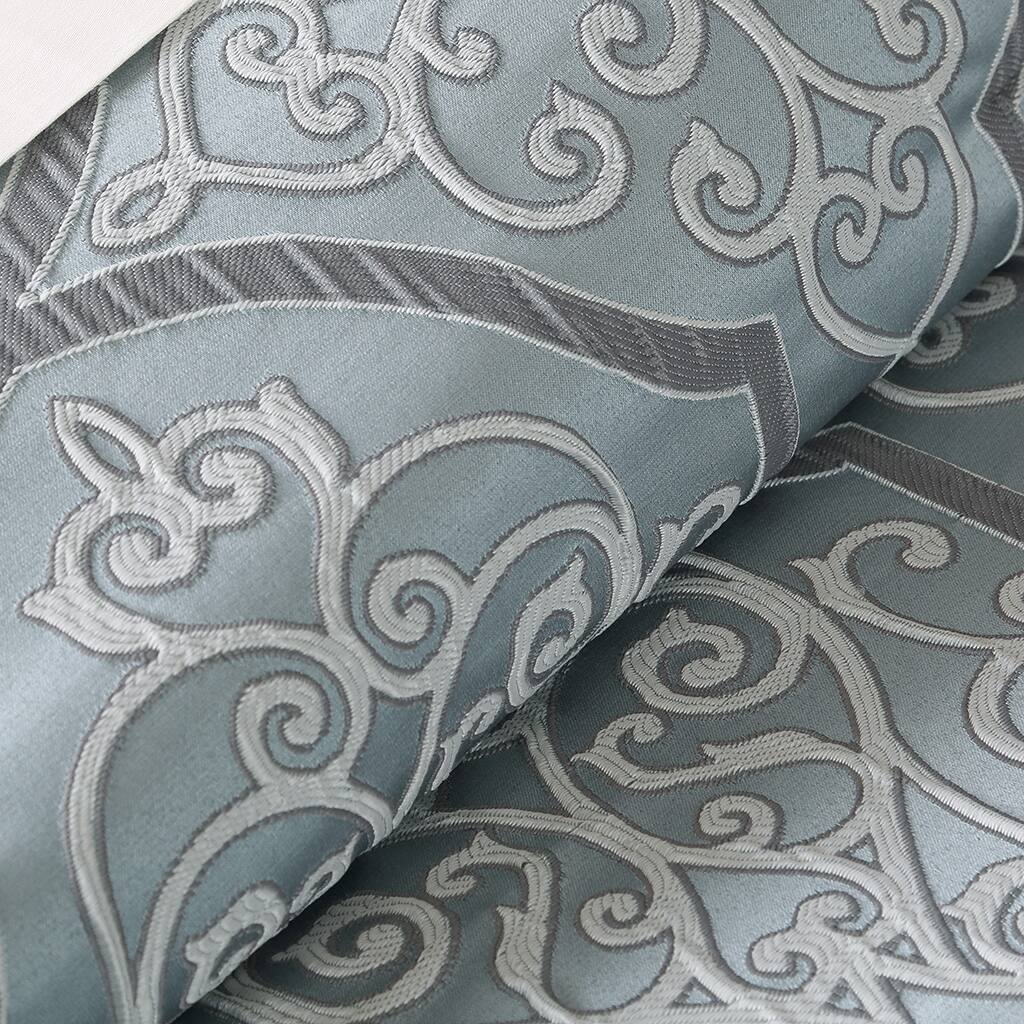 Alt View 5. Gracie Mills - Gracie Mills Tommie 12-Piece Damask Comforter Set with Cotton Bed Sheets - Blue.