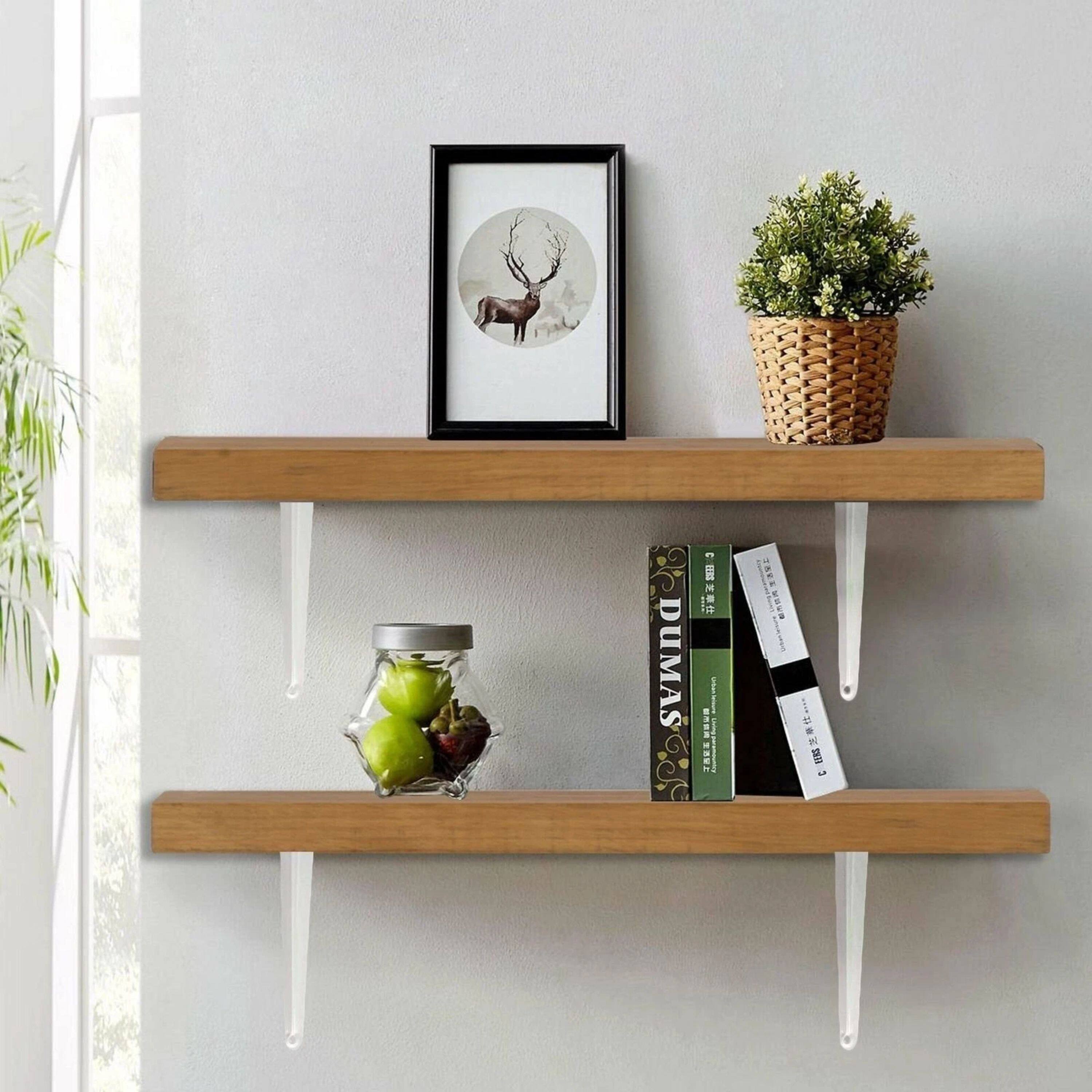 Left. Kitcheniva - 3" x 4" Inch Steel Metal Wall Shelf Brackets For Book Countertop Support Pack Of 4 White - White.