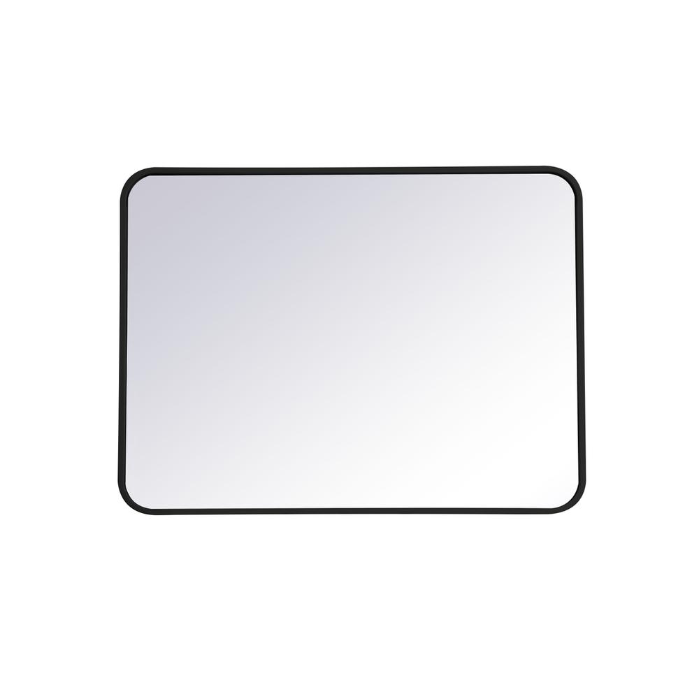 Back. Elegant Decor - Soft corner metal rectangular mirror 24x32 inch in black - Black.